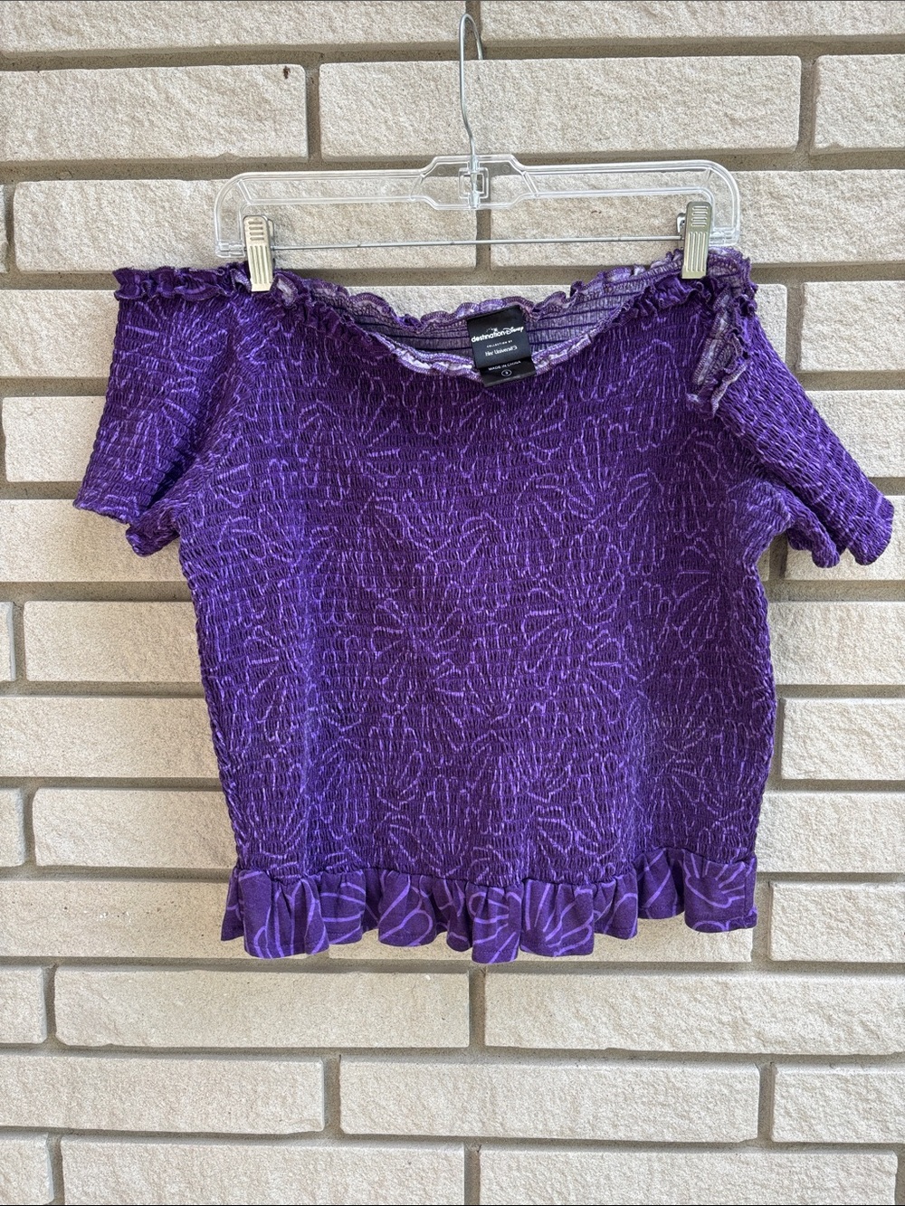 Her Universe Purple Off-Shoulder Floral Knit Top - Picture 3 of 9